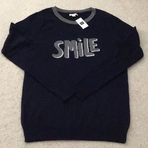 GAP navy “smile” intarsia sweater